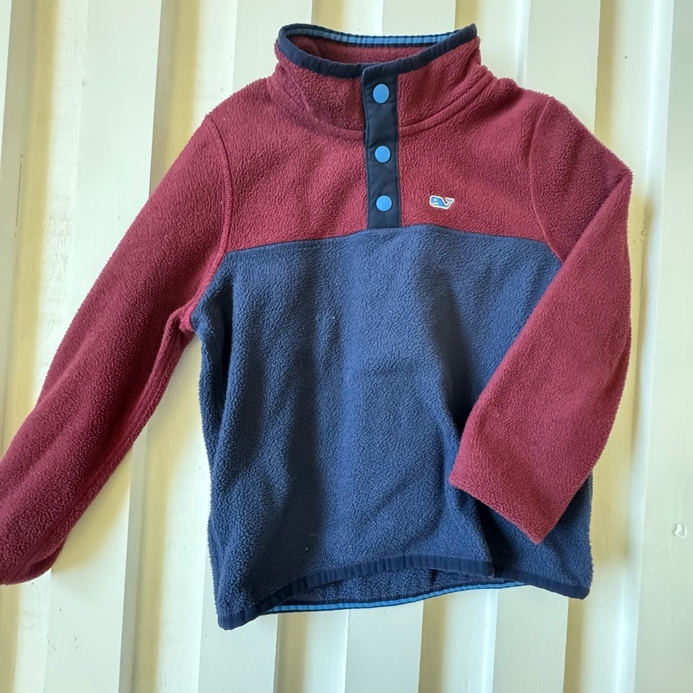 Vineyard Vines Kids Burgundy and Navy Fleece Pullover